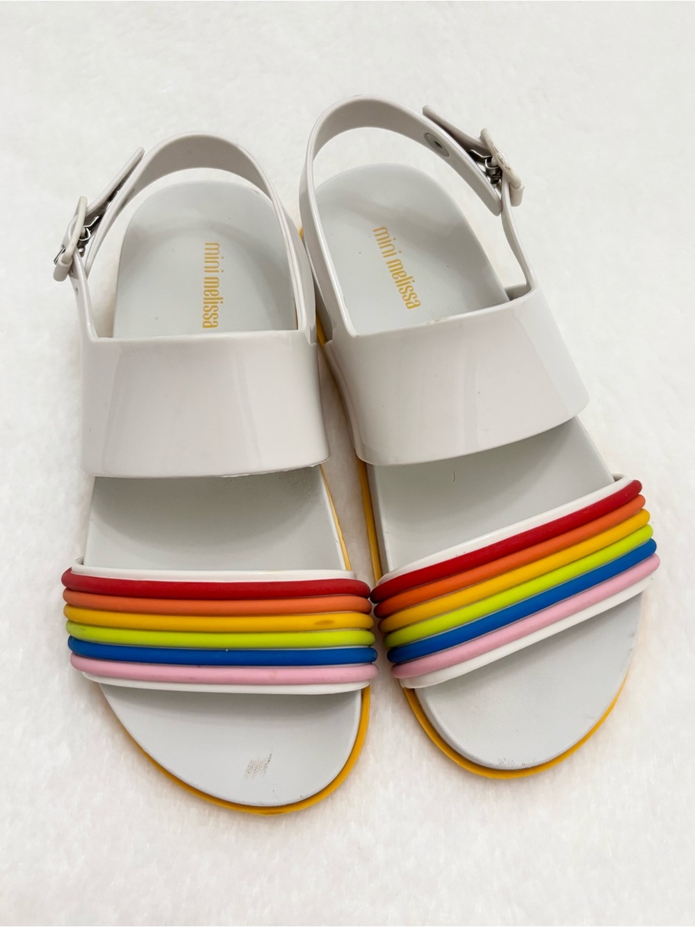 Mini Melissa Mel Cosmic Rainbow Strap Buckle Jelly Beach Sandal Girls Size 2Y - Picture 3 of 9